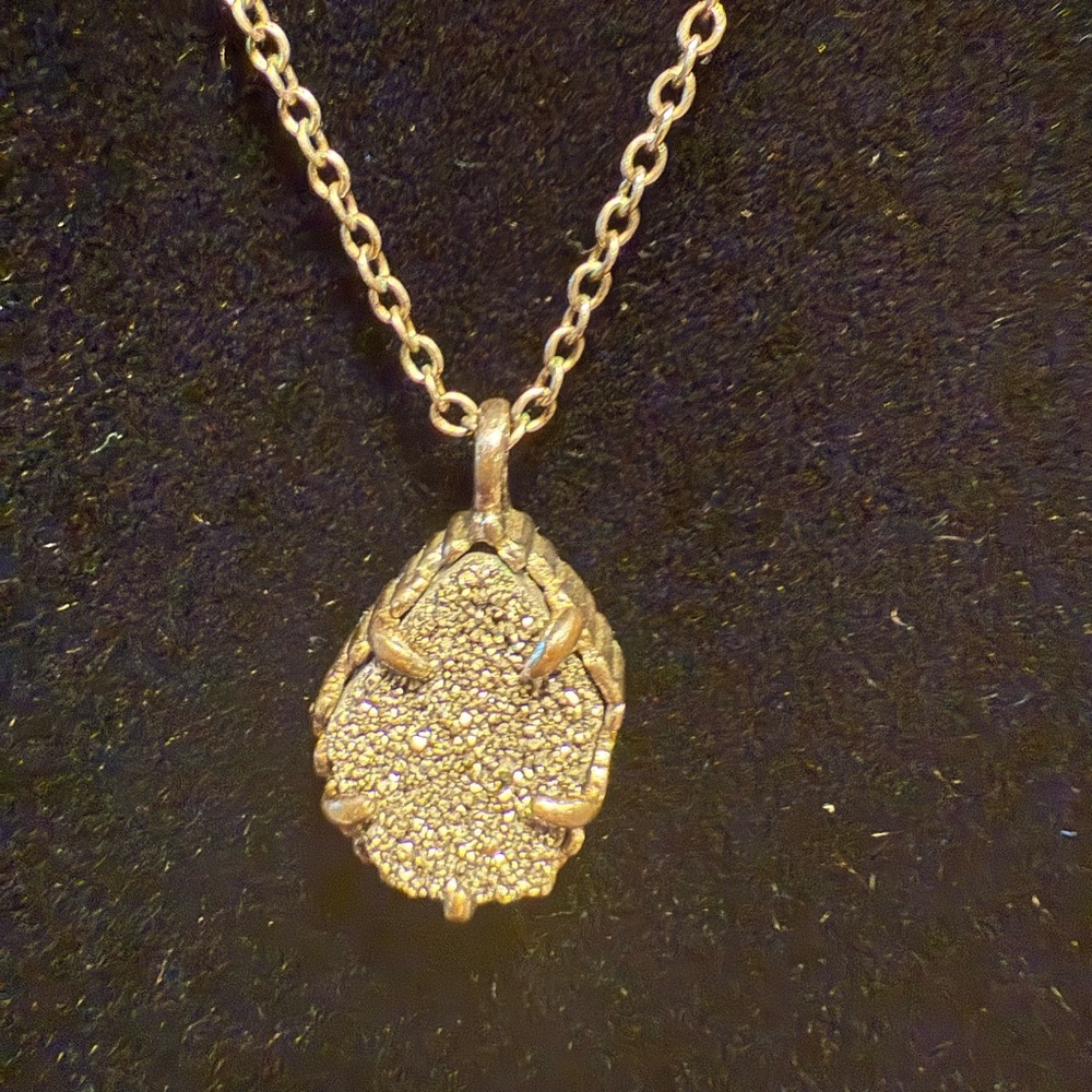 Vintage KENDRA SCOTT Catherine Platinum Drusy Necklace RARE Color-Gunmetal Grey - Picture 3 of 12